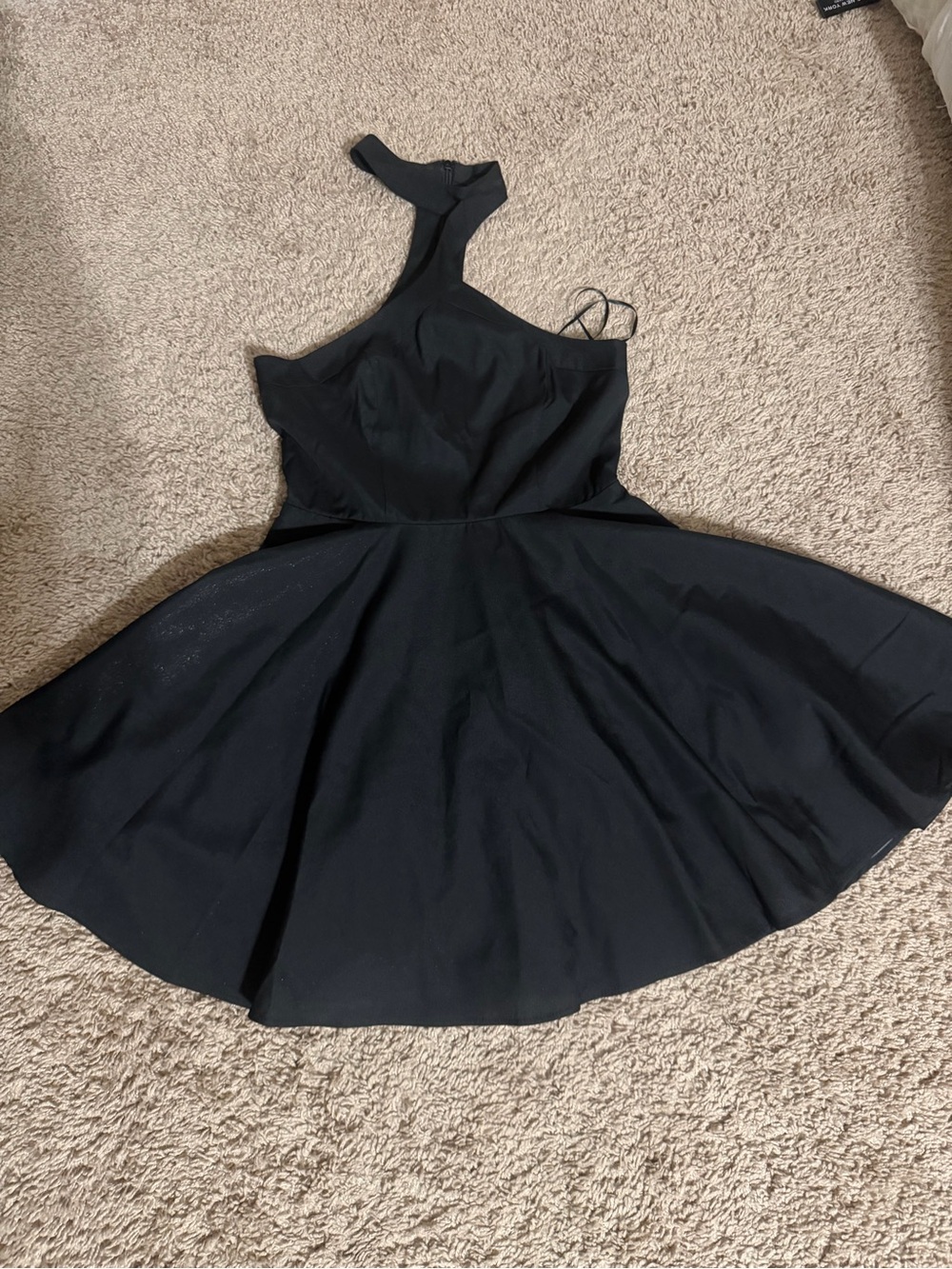 Luxxel Black One-Shoulder Fit & Flare Dress